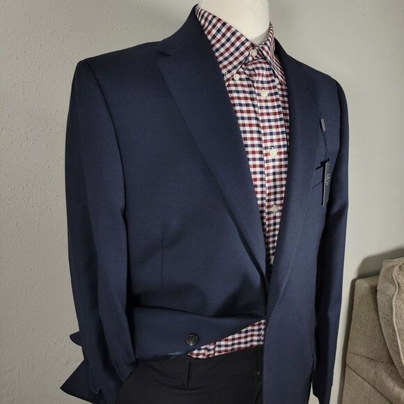 Pronto Uomo Platinum Men's Sport Coat Suit Jacket Two Button Navy Wool 42R NEW - Picture 3 of 14